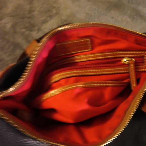 Dooney & Bourke Dark Navy and Brown Leather Satchel - Picture 9 of 16